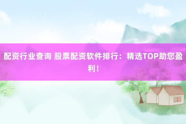 配资行业查询 股票配资软件排行：精选TOP助您盈利！
