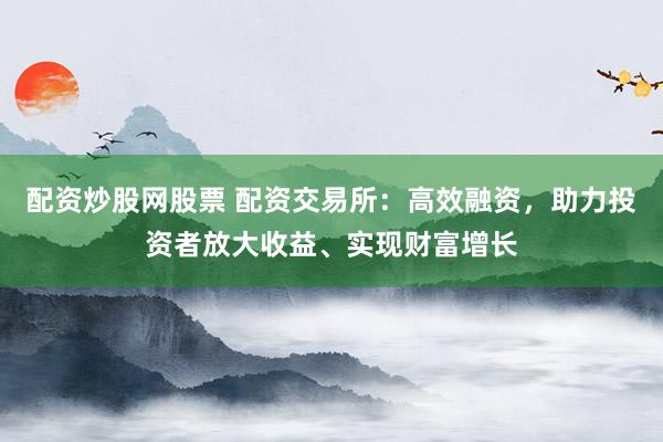 配资炒股网股票 配资交易所：高效融资，助力投资者放大收益、实现财富增长