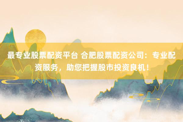 最专业股票配资平台 合肥股票配资公司：专业配资服务，助您把握股市投资良机！