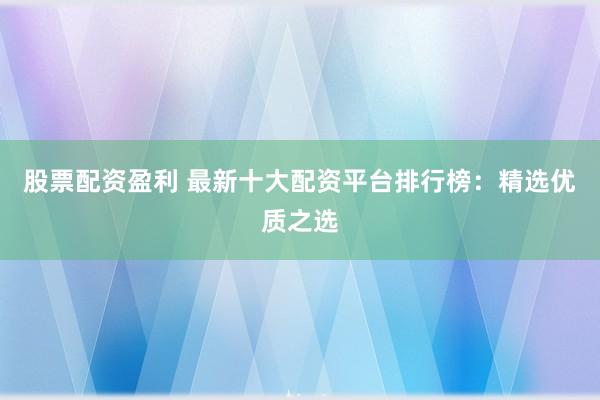 股票配资盈利 最新十大配资平台排行榜：精选优质之选