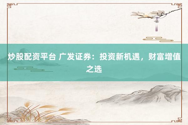 炒股配资平台 广发证券：投资新机遇，财富增值之选