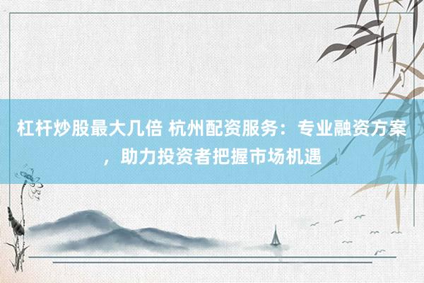 杠杆炒股最大几倍 杭州配资服务：专业融资方案，助力投资者把握市场机遇