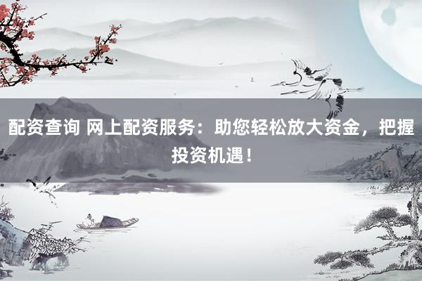 配资查询 网上配资服务：助您轻松放大资金，把握投资机遇！