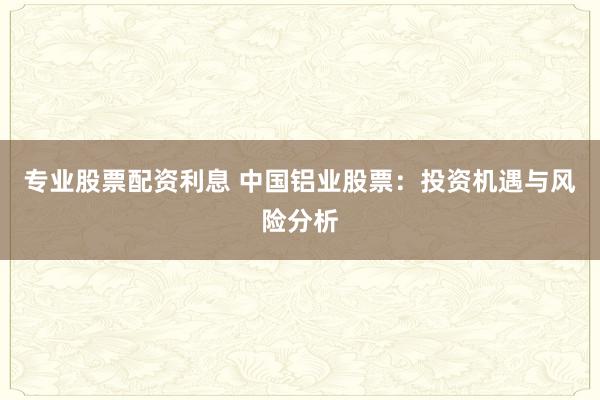 专业股票配资利息 中国铝业股票：投资机遇与风险分析