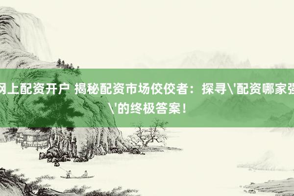 网上配资开户 揭秘配资市场佼佼者：探寻'配资哪家强'的终极答案！