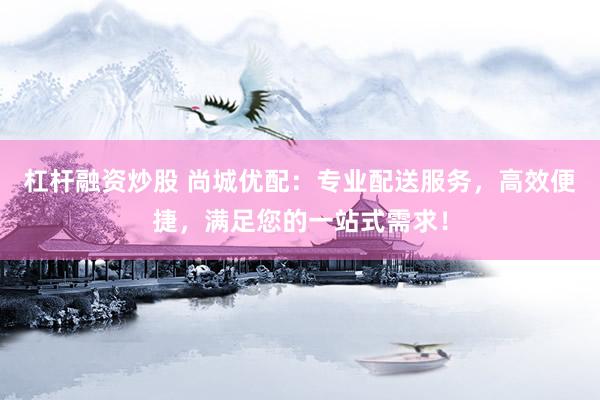 杠杆融资炒股 尚城优配：专业配送服务，高效便捷，满足您的一站式需求！