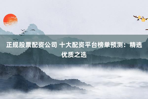 正规股票配资公司 十大配资平台榜单预测：精选优质之选