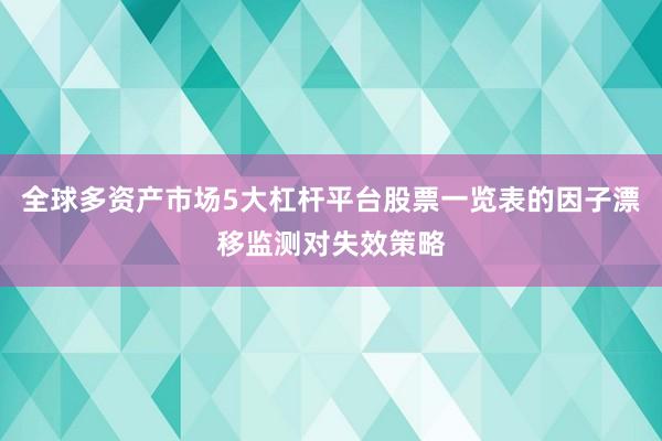 全球多资产市场5大杠杆平台股票一览表的因子漂移监测对失效策略