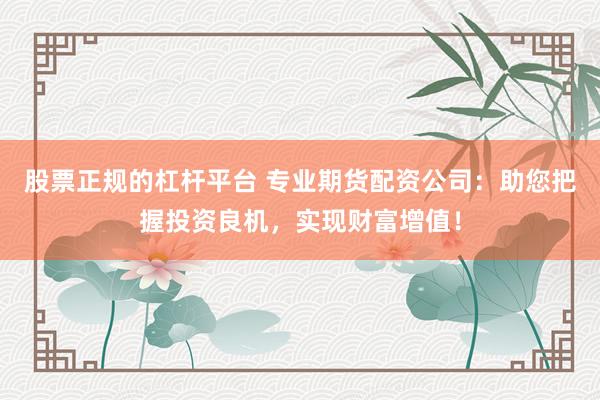 股票正规的杠杆平台 专业期货配资公司：助您把握投资良机，实现财富增值！