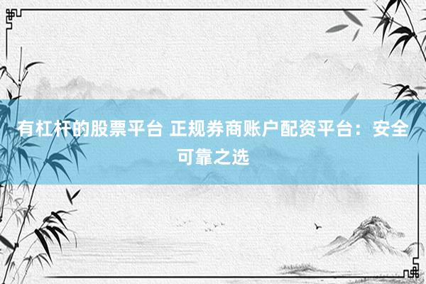 有杠杆的股票平台 正规券商账户配资平台：安全可靠之选