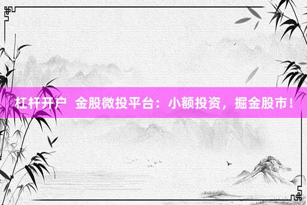 杠杆开户  金股微投平台：小额投资，掘金股市！