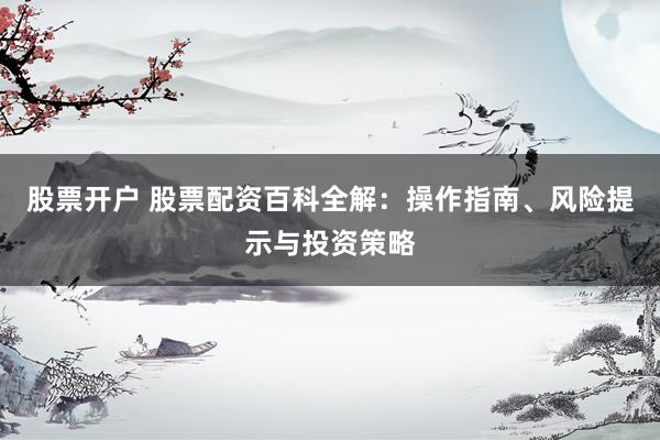 股票开户 股票配资百科全解：操作指南、风险提示与投资策略
