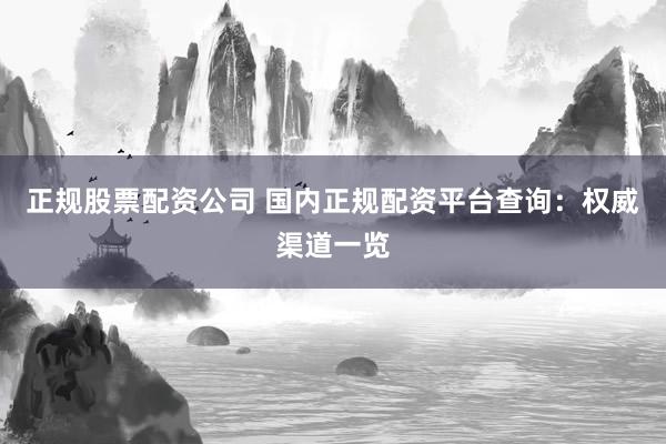 正规股票配资公司 国内正规配资平台查询：权威渠道一览